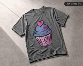 Cute Cupcake Heart Birthday Cupcake Art Bakery T-Shirt, Apparel Gift Tee
