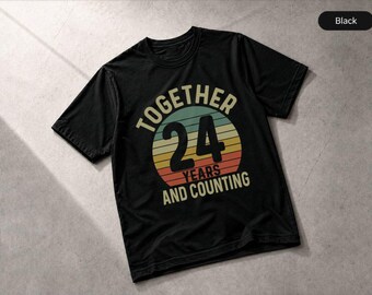 24th Wedding Anniversary T-Shirt 24 Years Together Retro Vintage Style, Apparel Tee