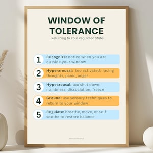 Window of Tolerance DBT Poster, Printable Therapy Office Decor for Therapists and Counselors