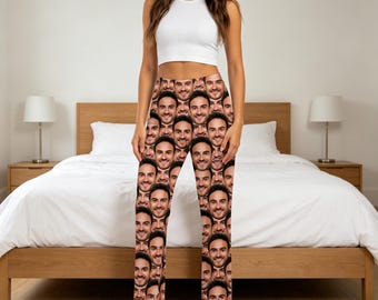 Anpassade pyjamasbyxor med ansikte, personliga loungekläder med foto, present till pojkvännen