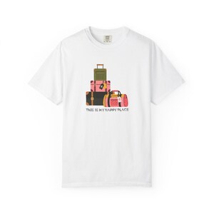 Stacked Luggage Illustration T-Shirt | "This Is My Happy Place"
