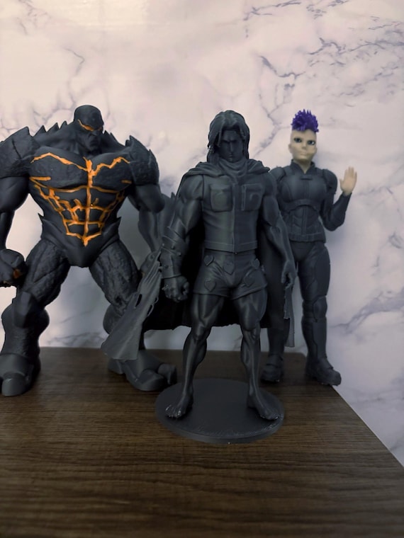 Carl with Katia and Chris Figures | Dungeon Crawler Carl Fan Art, Paintable Display Model DCC