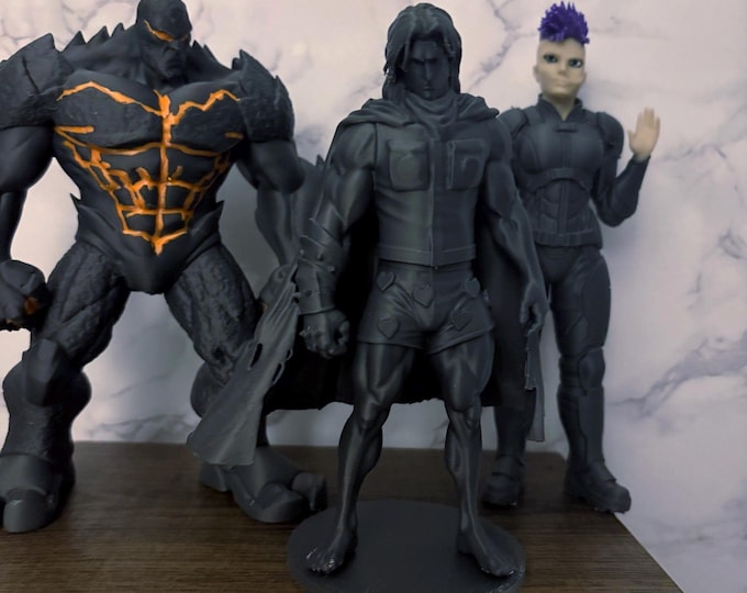 Featured listing image: Carl with Katia and Chris Figures | Dungeon Crawler Carl Fan Art, Paintable Display Model DCC