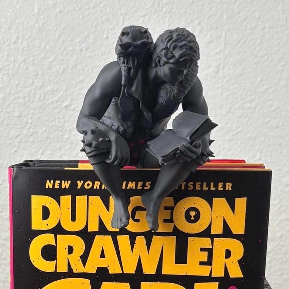Carl Reading Figure | Book Nook Bookshelf Decor | Dungeon Crawler Carl Fan Art