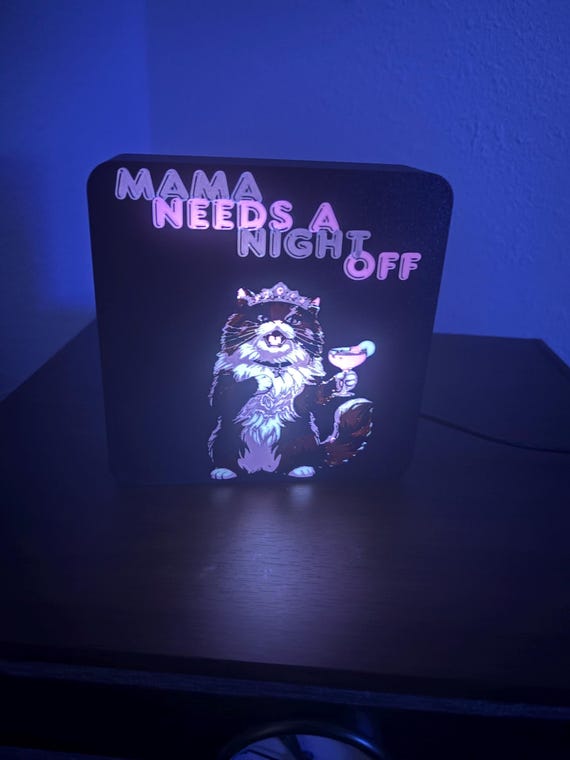 Donut Cat Mom Light Box Decor | Mama needs a night off lightbox display