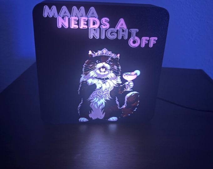 Featured listing image: Donut Cat Mom Light Box Decor | Mama needs a night off lightbox display