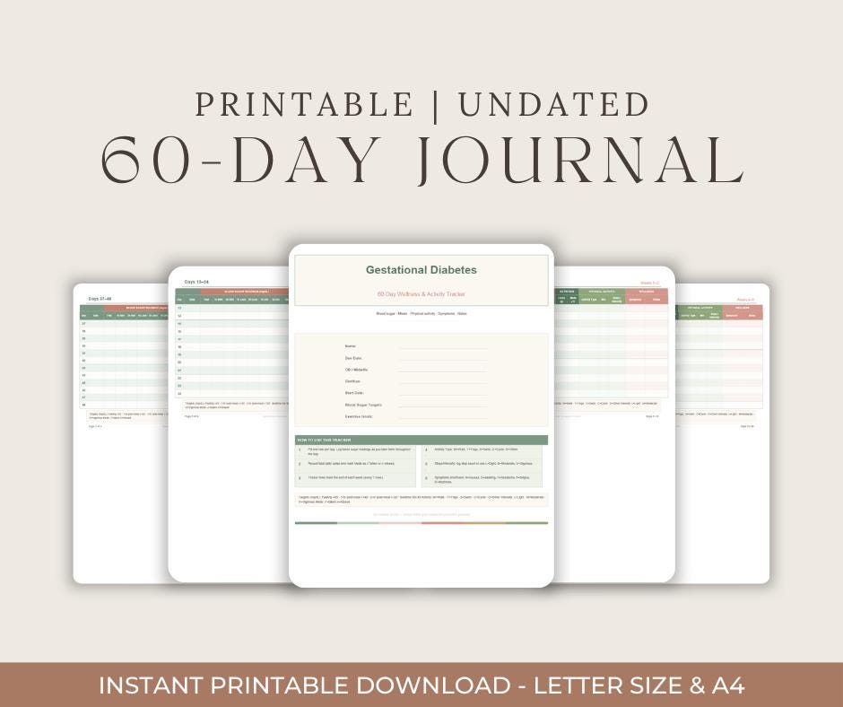 Gestational Diabetes Tracker Printable PDF |daily Blood Sugar Log |meal ...