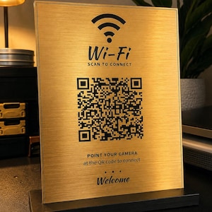 Individuell gestaltetes WLAN-QR-Code-Schild aus Acryl, modernes minimalistisches Display für Unternehmen, Privatkunden und Gäste
