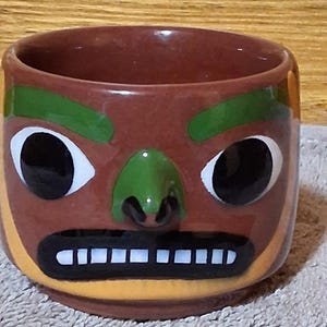 Vintage Hinton Blaisdell Brown Pottery Totem Mug