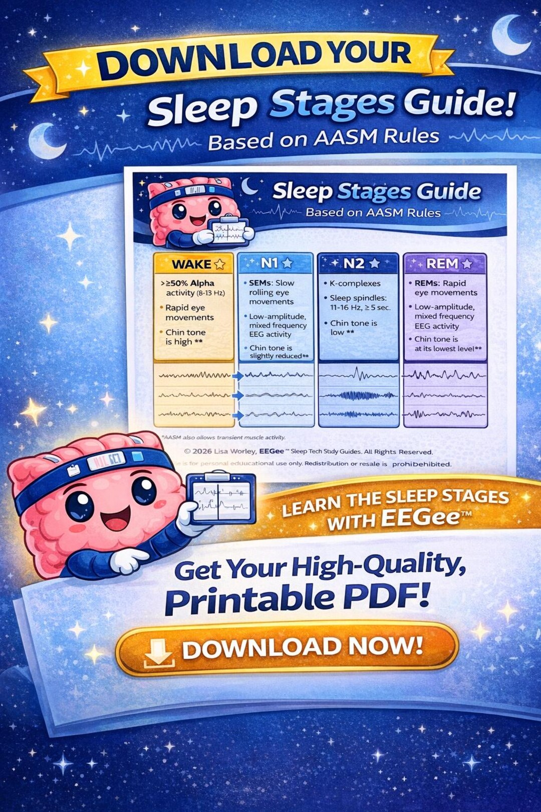 Ipsrt Sleep Guidelines.pdf Sleep Stages Study Guide: RPSGT Prep, Polysomnography Chart (instant ...