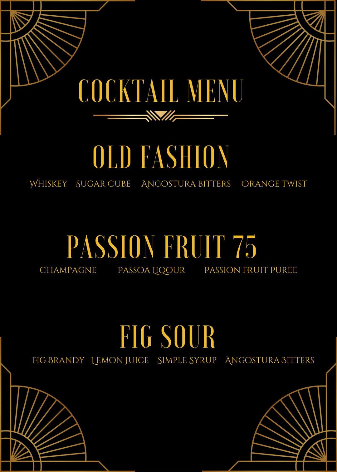 1920’s Cocktail Menu & Tip Menu - Etsy