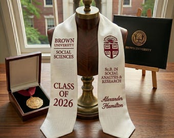 Banda de graduación bordada personalizada - Graduación personalizada de la Clase de 2026, banda de graduación con logotipo y nombre personalizados, regalos de graduación para amigos