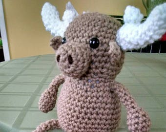 PATTERN - Dave A Moose Sitting Amigurumi Crochet Instructions PDF Downloadable Tutorial