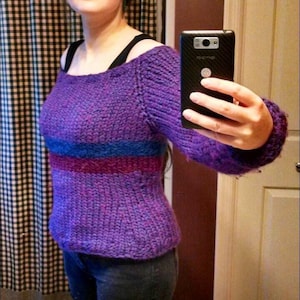 Made to Order - Ramona Flowers Sweater - Sizes XS-XXL - Bi Pride Pullover - Options Off Shoulder Turtleneck - Purple Blue Pink Wool Jumper