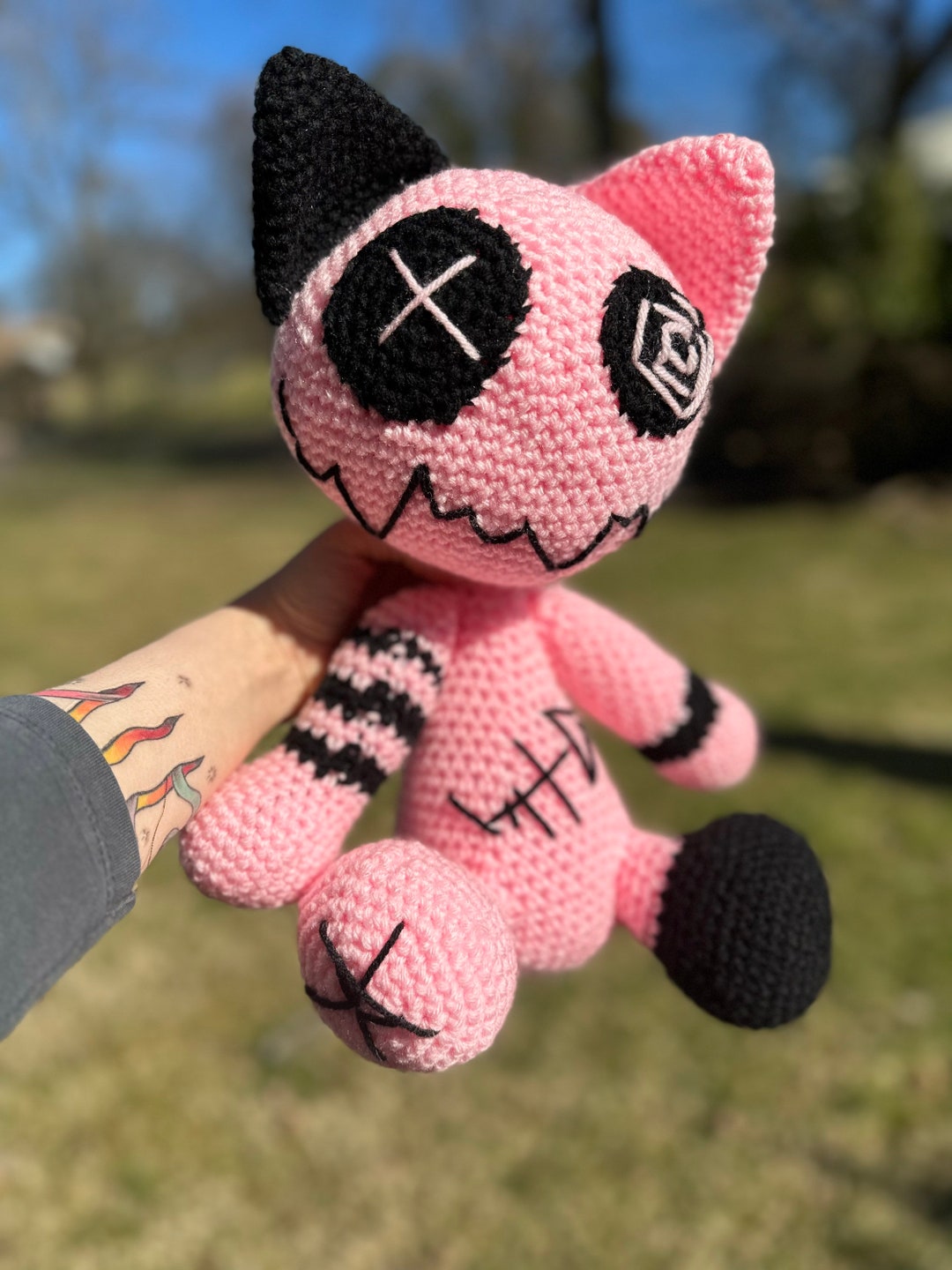 Made to Order Zombie Cat - Floppy Goth Punk Alt Plush Toy