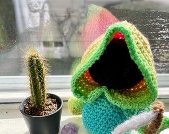 Made to Order - Rainbow Reaper - Lil Harbinger - Reaping Rainbow - Scary Horror Halloween Amigurumi - Fall Autumn Home Decor Desk Buddy