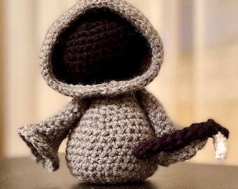 Made to Order - Mini Grim Reaper - Lil Harbinger - Classic Colors - Spooky Halloween Amigurumi - Fall Autumn Home Decor