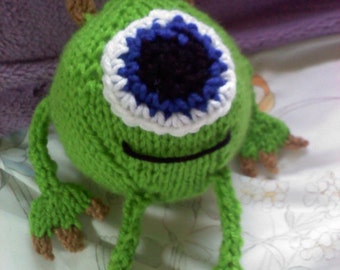 PATTERN Little Green Cyclops Monster Desk Buddy Amigurumi - PDF Download Knitting Instructions