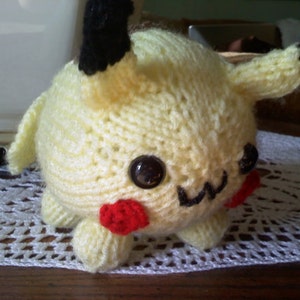 PATTERN Kawaii Pikachu Chubby Chibi Plushie Amigurumi Desk Buddy - PDF Download Knitting Instructions