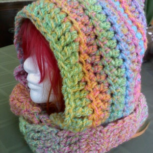 PATTERN - Crochet Hood And Attached Scarf With Options For Pockets DIY Project - PDF Download Crocheting Instructions
