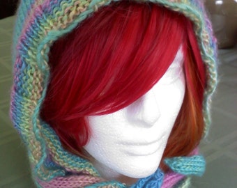PATTERN - Knit Hood And Attached Scarf DIY Project - PDF Download Knitting Instructions