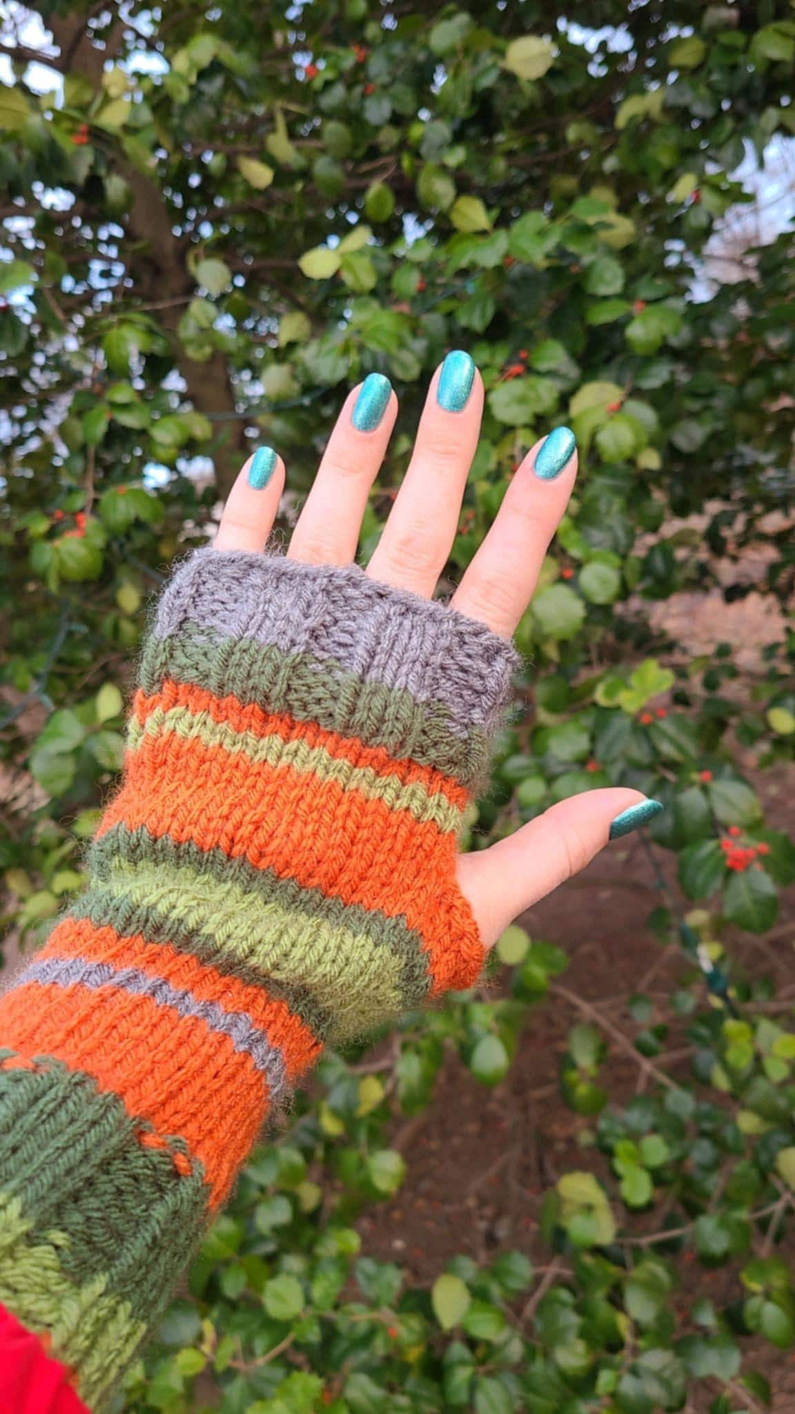 Made to Order Coraline Jones Fingerless Gloves Orange Black and Green Striped Yarn Mittens Cosplay
