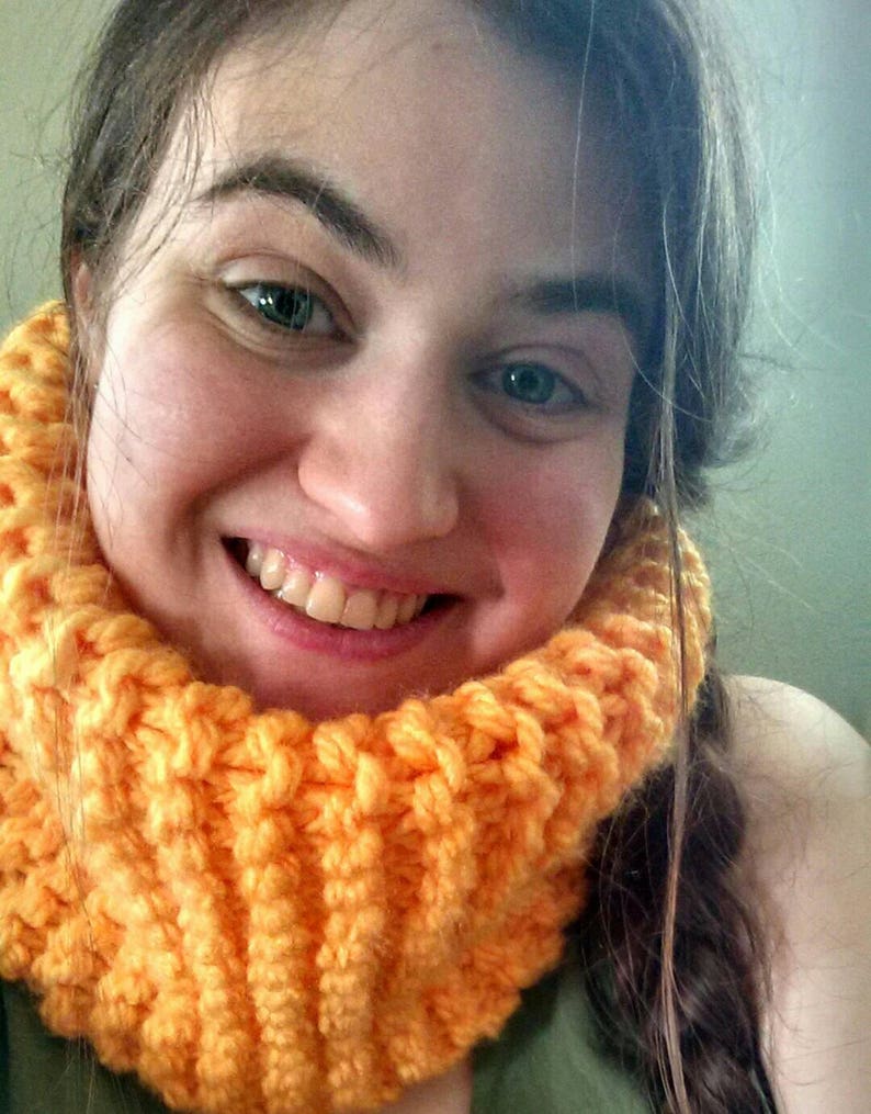 Gifts for Women Autumn Fall Chunky Knit Fashion Ready to Ship Yellow Circle Cowl Scarf Perfect Winter Fashion Color