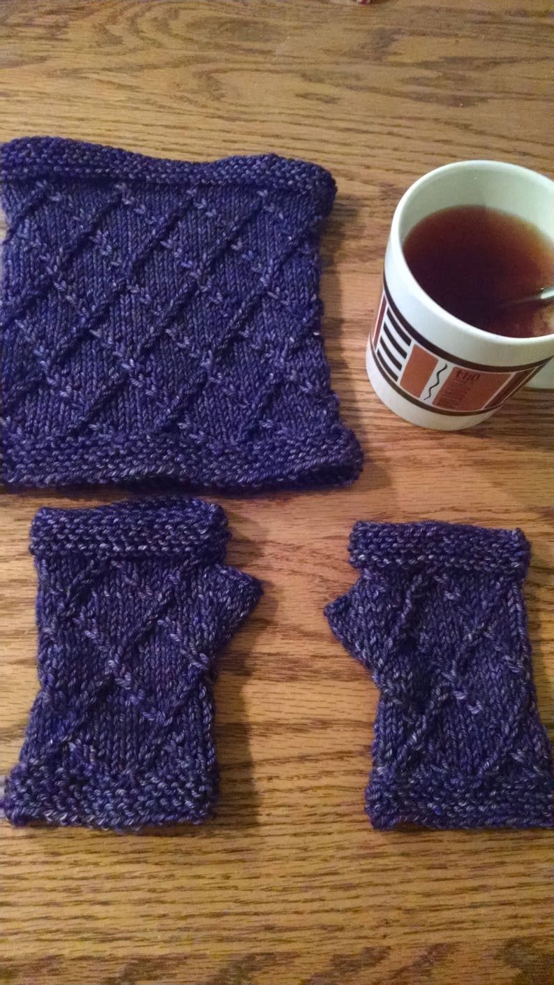 PATTERN Nathalie Cowl and Glove Set PDF File Download Knitting Instructions