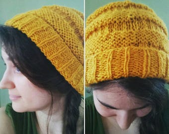 PATTERN - Jenna Hat - Hipster Boho Unisex Slouchy Beanie - PDF Download Knitting Instructions