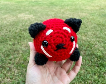 Petit amigurumi panda roux sur commande - Petit haricot - Orange noir