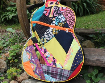 Guitar Case - Upcycle Fabric Scraps - Handcrafted Bags - Patchwork Gig Bag