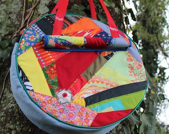 Shaman Drum Bag - Shamanic Drum Cover Case - Upcycle Fabric Scraps - Handcrafted Bags