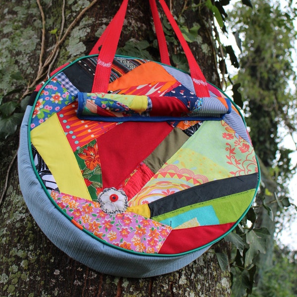 Shaman Drum Bag - Shamanic Drum Cover Case - Upcycle Fabric Scraps - Handcrafted Bags