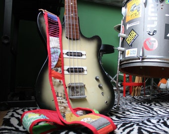 Correias de guitarra personalizadas - Retalhos de tecido upcycle - Correias de guitarra acústica