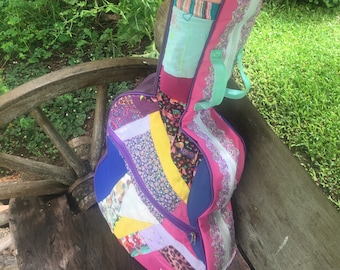 Guitar Case - Gig Bag for Acoustic Guitar - Upcycle Fabric Scraps