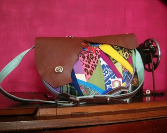 Saddle Bag - Patchwork Bag - Upcycle Fabric Scraps