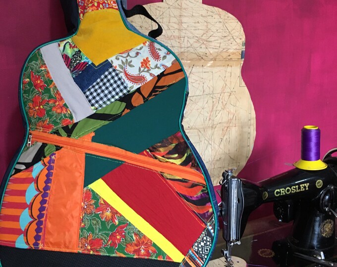Guitar Gig Bag Handmade Guitar Case Upcycle Fabric Scraps Old Jeans Etsy