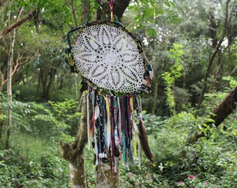 Dream Catcher - Textile Recycling - Witch Decor - Wall Hangings Crochet