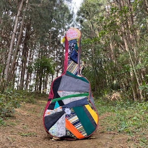 Acoustic Guitar Case - Guitar bag - Handcrafted in Brazil - Upcycled Patchwork