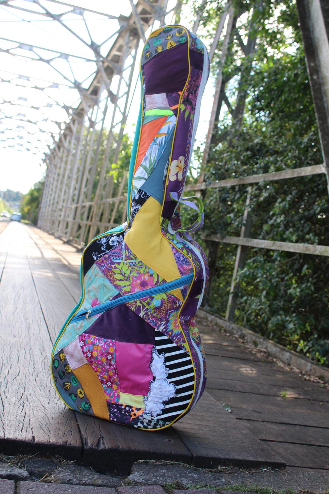 Buy Guitar Case Patchwork Acoustic Guitar Case Upcycle Fabric Scraps  Online in India