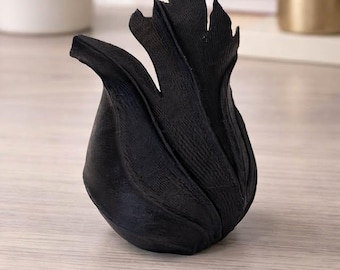 Modern 3D Printed Decorative Vase – Black Sculptural Design