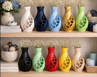 Honeycomb Twist Vase, Modern Home Decor, Geometric Statement Accent, Minimalist Shelf Decor, Contemporary Gift