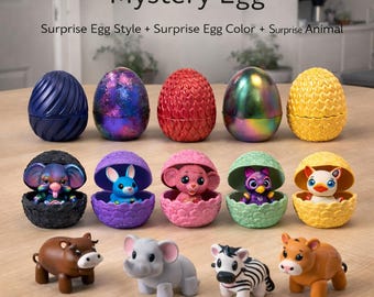 Mystery 3D Printed Eggs with Animals/Creatures – Dragon Eggs, Animal Eggs and Easter Eggs - Fun Gift & Decor Set