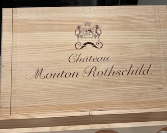 Château Mouton Rothschild 2020 Wooden Wine Crate with Crest Cover