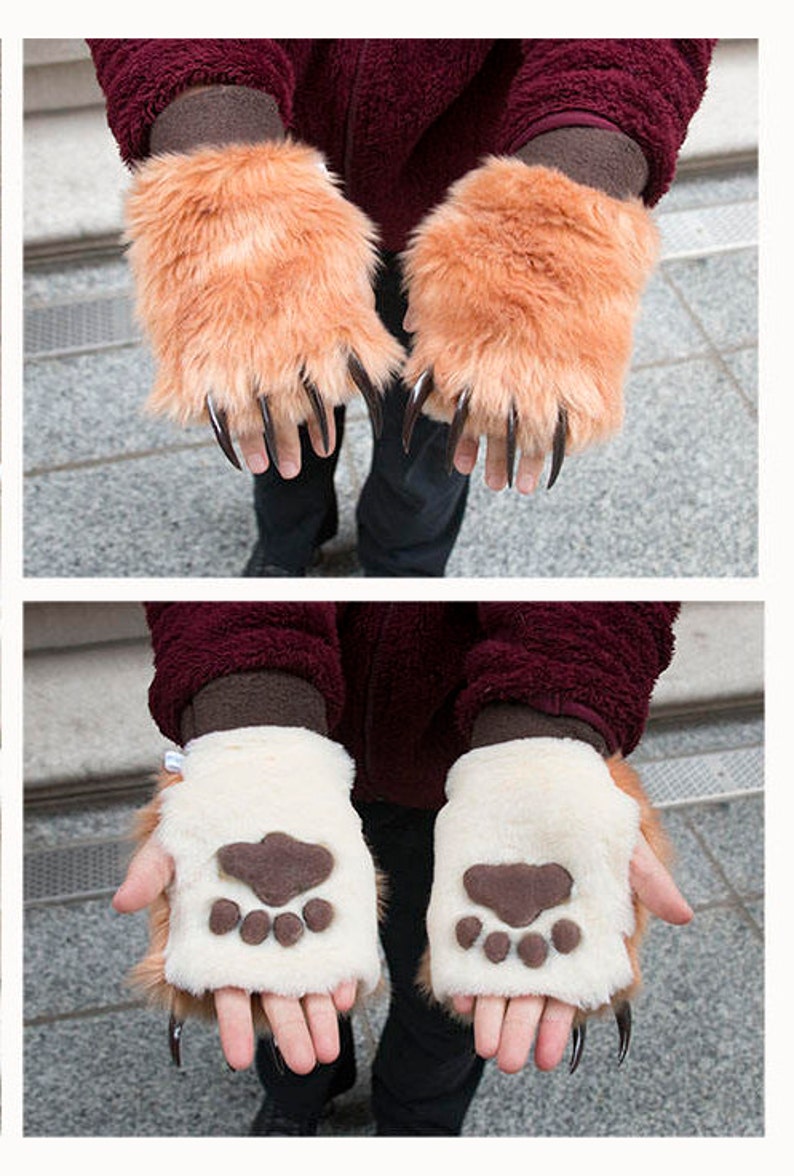 Custom Fingerless Gloves With Paw Pads & Claws Made to Order Etsy