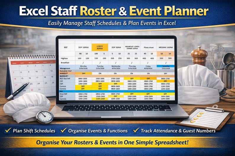 Spi Planning Roster Executive Chef Staff Roster & Event Planner | Annual Team Schedule ...