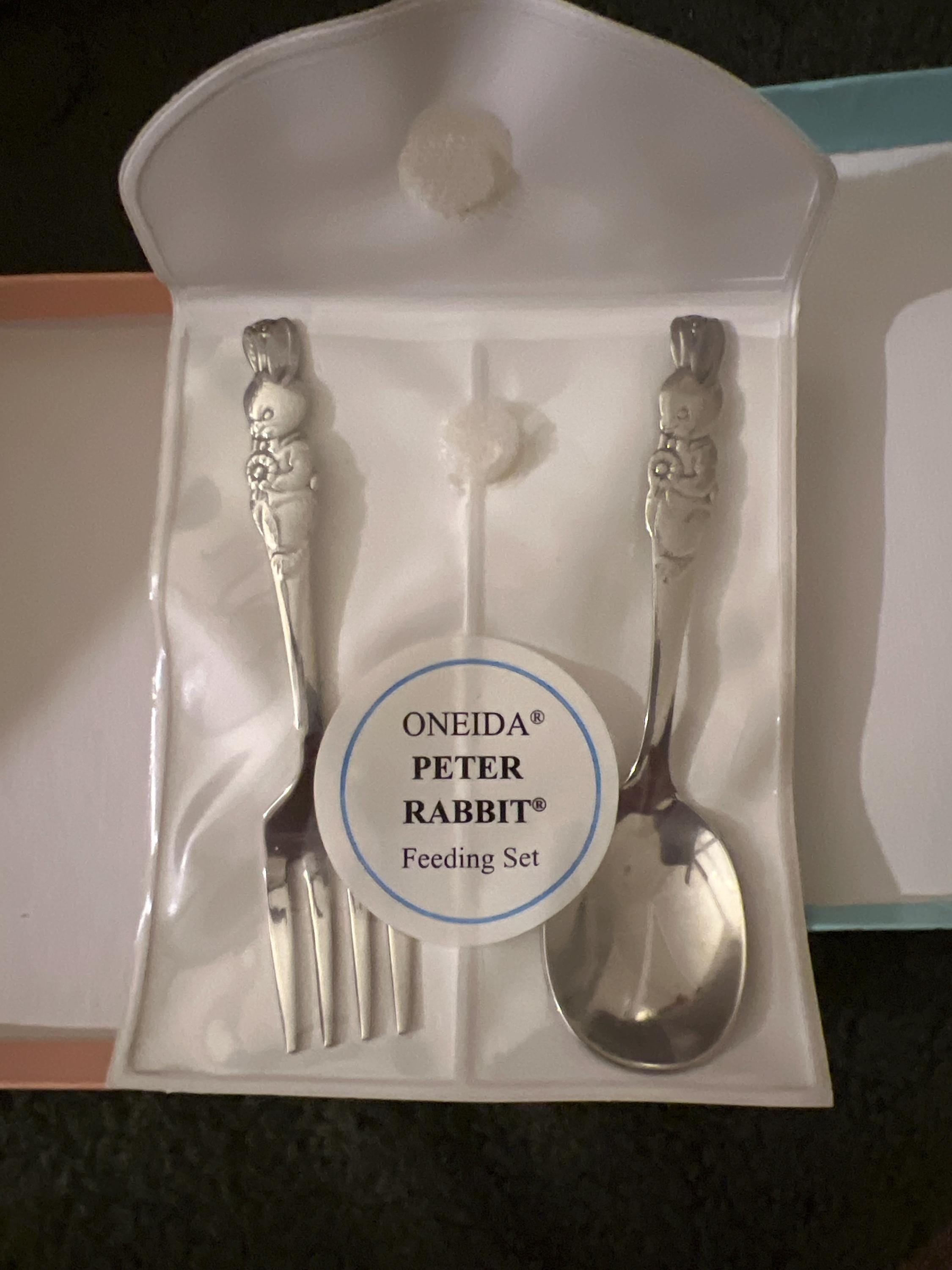 Vintage Oneida Peter Rabbit Baby Fork and Spoon Set - in Original Box ...