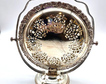 Dreistöckiges Serviertablett im Queen-Anne-Stil, Vintage, versilbert, hergestellt in England