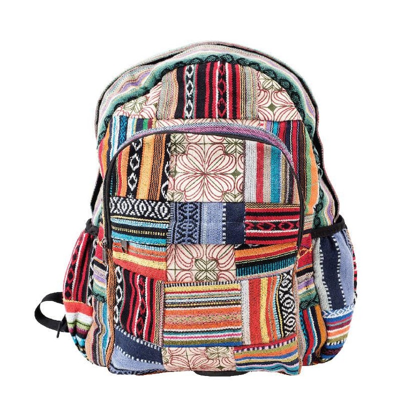 Mochila de rayas y patchwork imagen 1