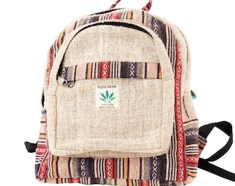 Mochila de cáñamo a rayas multicolor